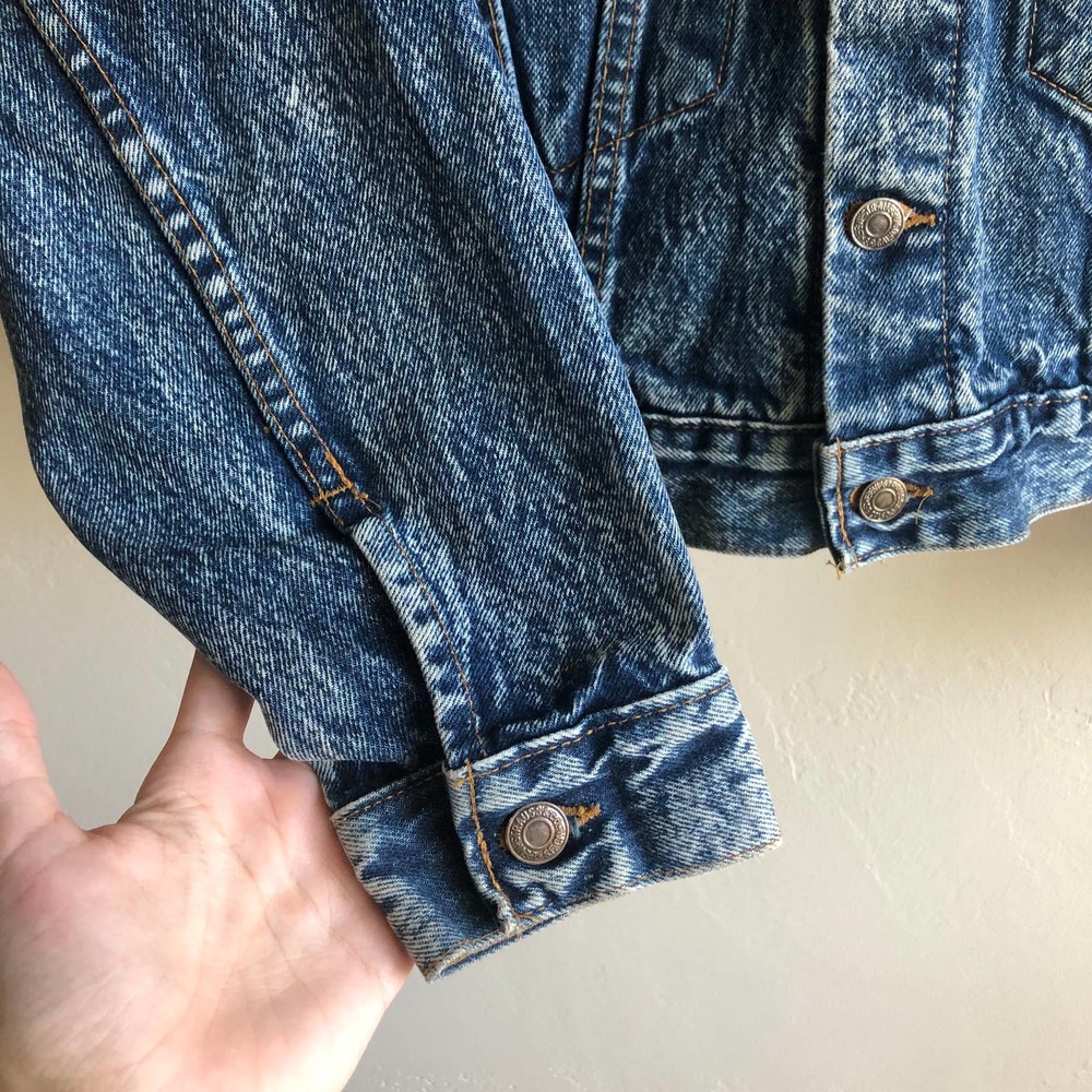 Levi 1980s 57514 USA Dark Acid Wash Denim Jean Jacket - Picture 4 of 9